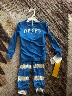 Blue Kids Two-Piece Swim Set with Tie-Dye Leggings